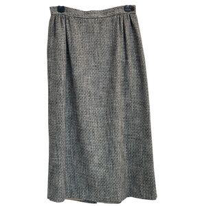 Cutter Ltd. Wool Blend Tweed Midi Skirt with Pockets - Black/Beige Size 12